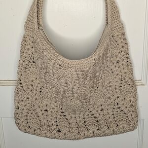 The Sak Woven Crochet Light Tan Single Strap Shoulder Bag